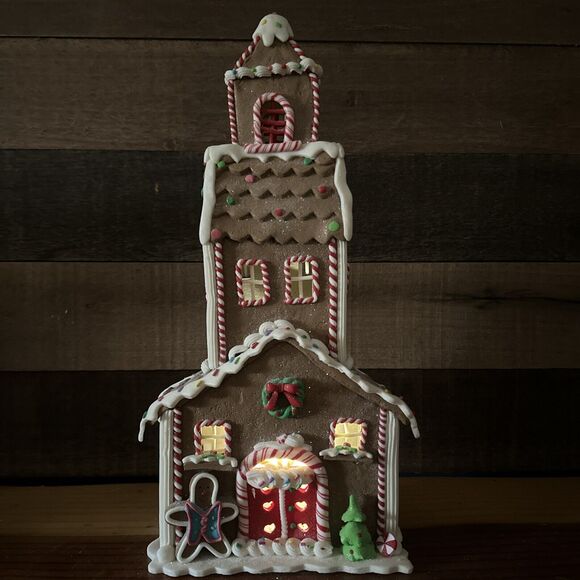 Gingerbread Clay Dough Lighted House 14.5” Tall